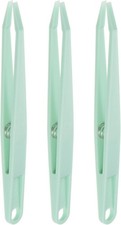 HARFINGTON 3pcs Sticker Tweezers for Crafting 4.53" Flat Tip with Green