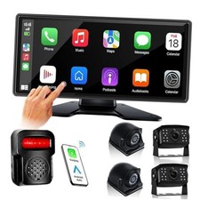 RV Backup Camera System with Carplay Android Auto, 10.36" Touch Quad Split