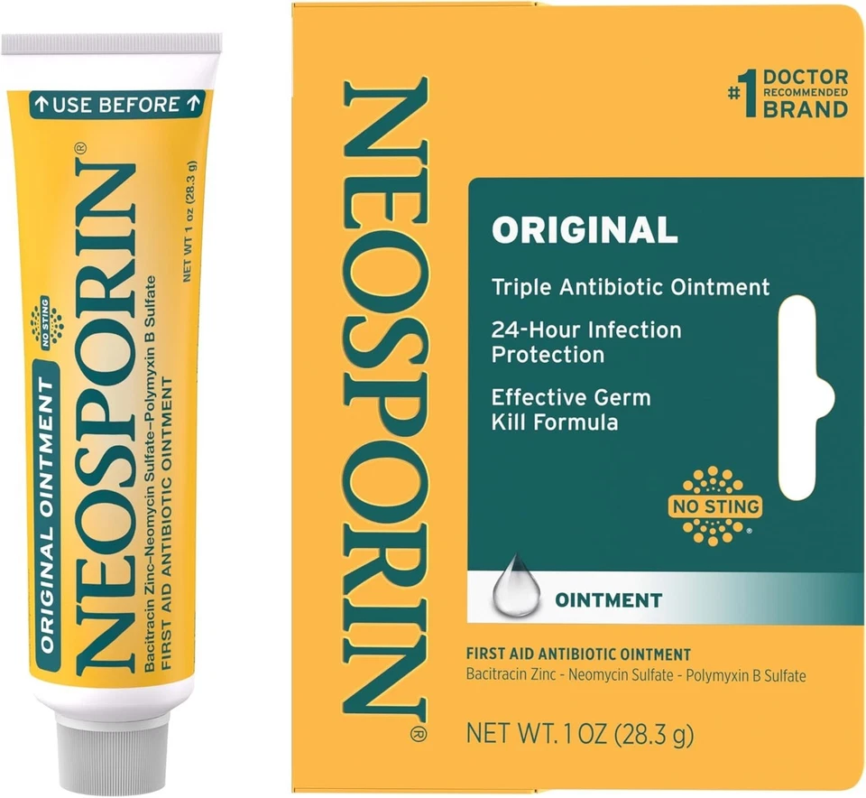 Мазь-антибиотик Neosporin Original 1 унция, 24 часа, упаковка из 3 штук, срок годности - 09/2027. - Изображение 3 из 4