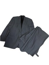 VTG Christian Dior Wool 2 piece Gray Blue Pinstripe Suit Jacket 42L Pants 34x33
