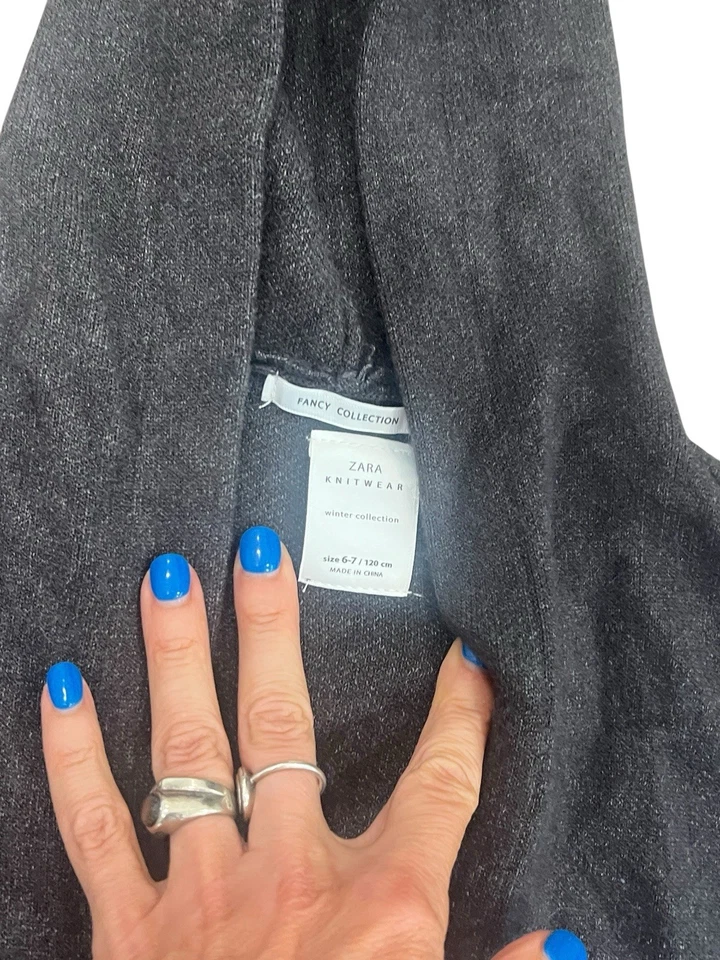 Свитер пончо с капюшоном Zara Knitwear для девочек 6-7 лет уголь коллекция Fancy - Изображение 4 из 4