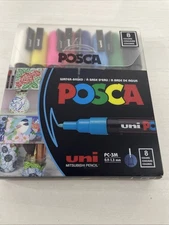 POSCA Paint Markers, Medium Point Marker Tips, PC-3M, Assorted Ink, 8 Count NEW