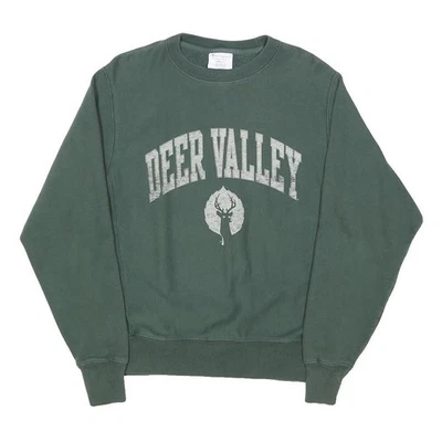 CHAMPION REVERSE WEAVE Sweatshirt Coton Vert Deer Valley Col Rond S - Photo 1/4