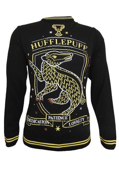 Harry Potter Christmas Jumper Hufflepuff Crest Nue Offiziell Unisex Ugly Sweater-image