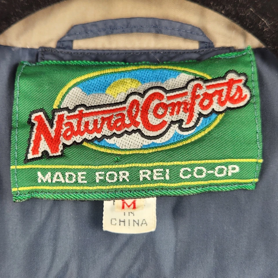 Swan Brand Puffer Vest Mens M Tan Zip Snap Big Collar Grey Duck Down VTG 70’s - Image 4 of 4