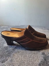 Sofft Neema Kitten Block Heel Mule Clog Shoes Womens 7.5 Brown Fall Comfort