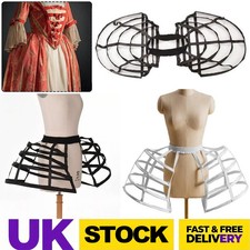 Ladies Double Hoop Skirt Pannier Crinoline Gown Under skirt Dress Cage Bustle