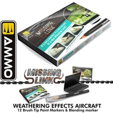 MISSING LINK AIRCRAFT Weathering Brush 12 Brush Tip Paint Markers Ammo MIGR0401