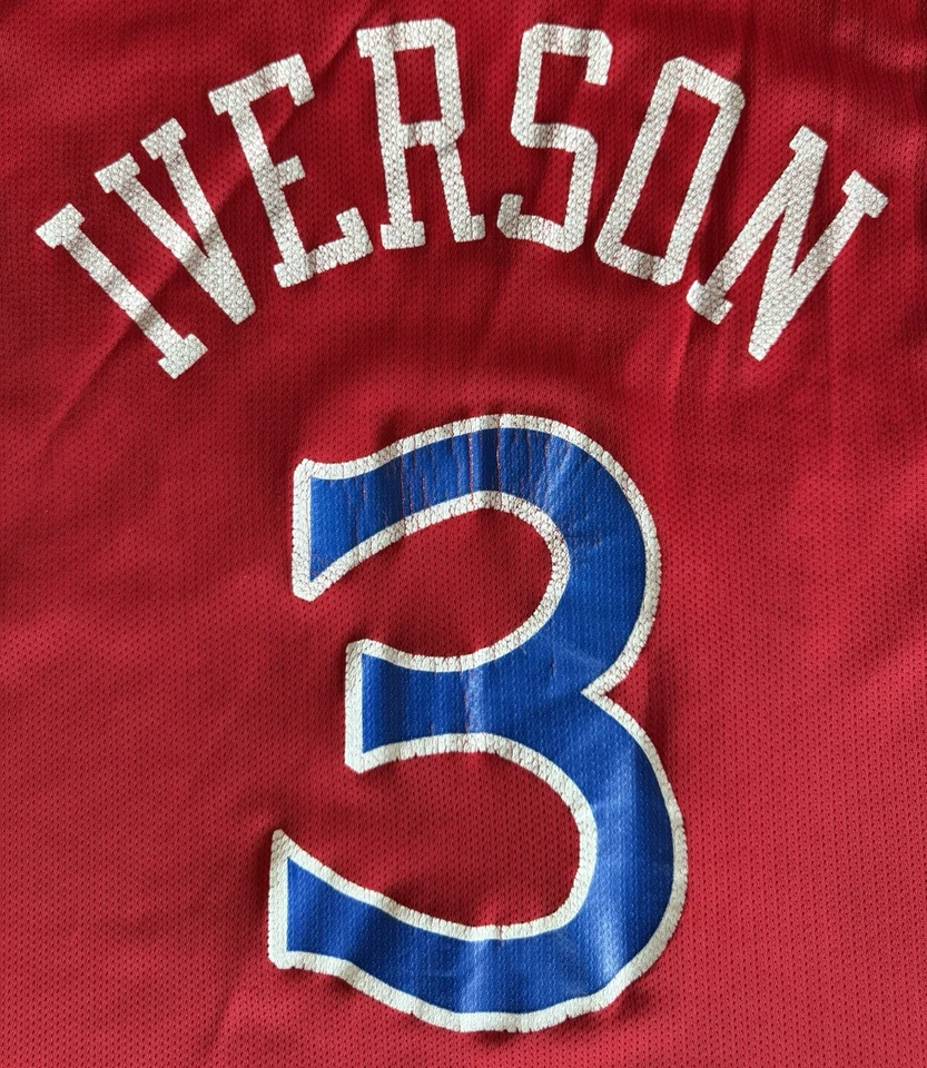VINTAGE ALLEN IVERSON JERSEY PHILADELPHIA 76ERS CHAMPION ROOKIE 1996 RED 52 XXL - Image 4 of 4