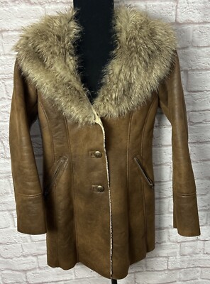 Vintage Y2K 90s Guess Coat Women s Sz S Faux Suede & Fur Sherpa Penny Lane Rare