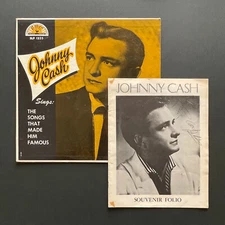 1957 Carl Perkins Autograph On Johnny Cash Souvenir Folio + Album Cover • READ!