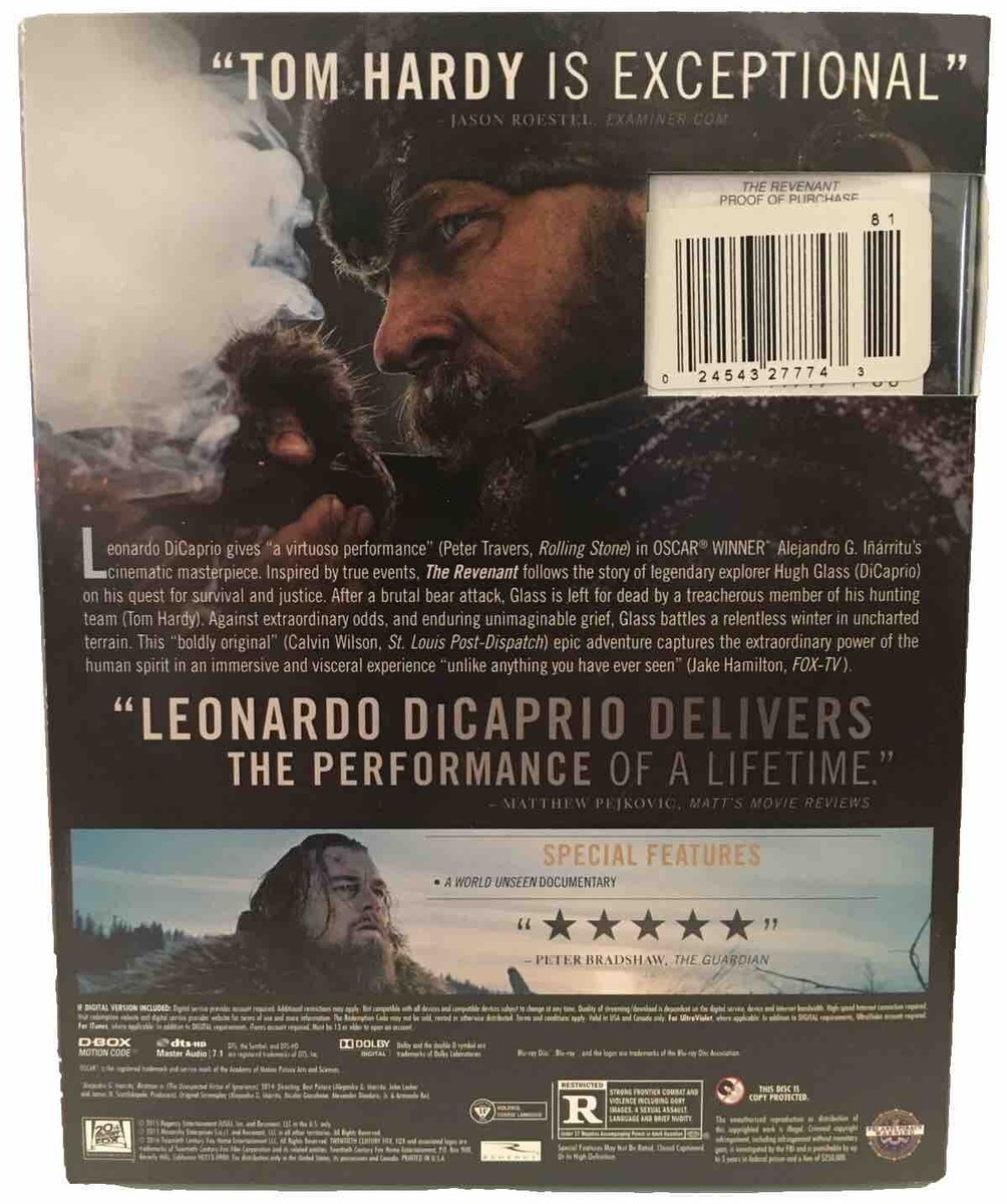 The Revenant (Blu-ray 2016) W/Gatefold Slipcover DiCaprio Hardy