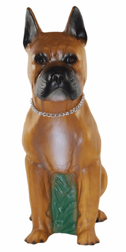 Deko Figur Tierfigur Hund Boxer mit Kette sitzend aus Kunststoff H 40 cm - Bild 2 von 6