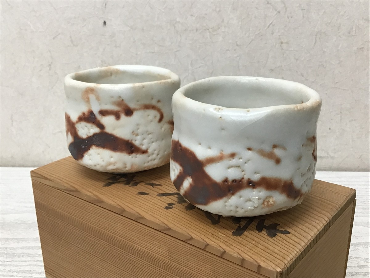 siwan shop様　確認用 Y2832 CHAWAN Shino-ware sake cup signed box Japanese bowl pottery