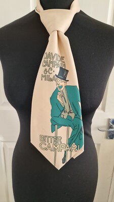 Vintage Campari Krawatte. Bitter Campari. Davide Campari. Creme. 5'' breit. Kipper Krawatte