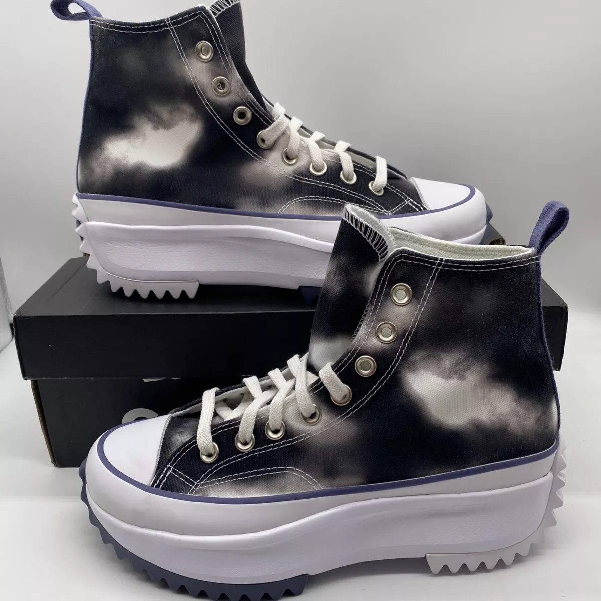 Converse Women Run Star Hike High Cloud Wash 572537C Black White Steel Size 7 10