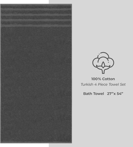 American Soft Linen Luxury 4 Piece Bath Towel Set, 100% Cotton Turkish Bath Towe - Picture 4 of 11