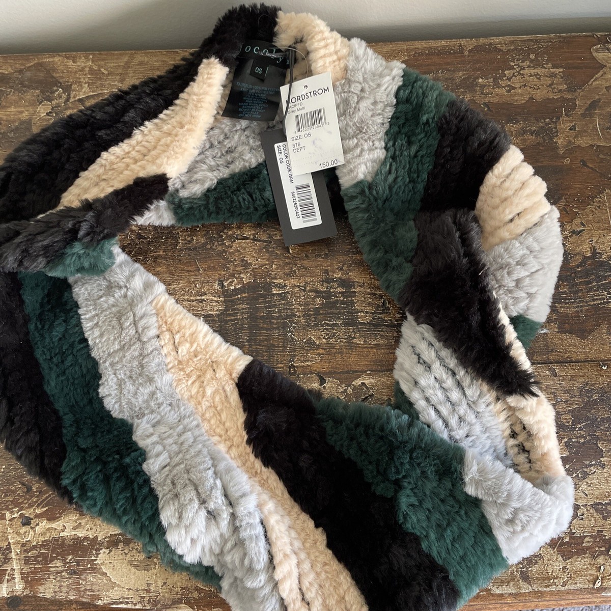 NWT Jocelyn Multi Color Faux Fur Infinity Scarf Unisex One Size