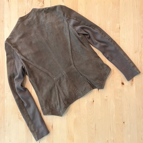 Muubaa $398 Suede Leather Blazer Short Jacket EU 34 US 0/2 XS Mason Grey/Brown - Picture 2 of 16