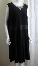 Ralph Lauren Sz 20W 1X Black Satin Mid-Line Gorgeous Rhinestone Dress