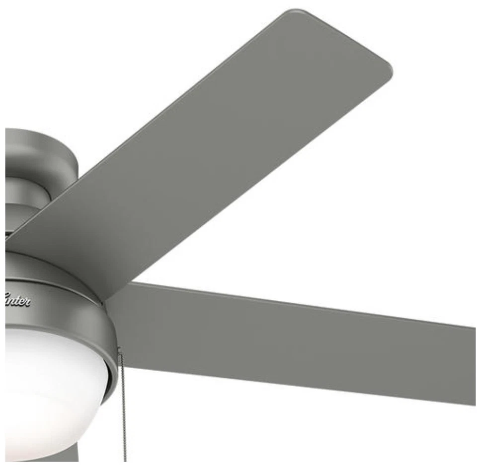 48" Ceiling Fan Contemporary Rustic Matte Silver Grey w/ LED Light Flush Mount - Image 4 of 4