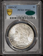 CAC 1885-CC $1 Silver Morgan Dollar MS 62 PCGS # 46287436 + Bonus