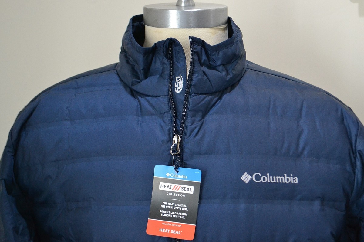 NWT MEN'S COLUMBIA COLLEGIATE NAVY HEAT SEAL FULL ZIP JACKET COAT