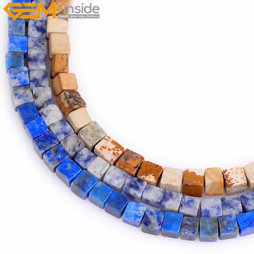 Natural Assorted Stone Cuboid Lapis Lazuli Loose Beads Jewelry Making 15" 4mm - Picture 2 of 26