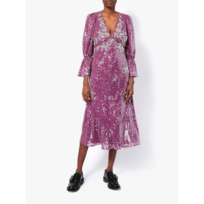 purple sequin midi dress Laurie Spaghetti Sequin Midi Dress, Purple L