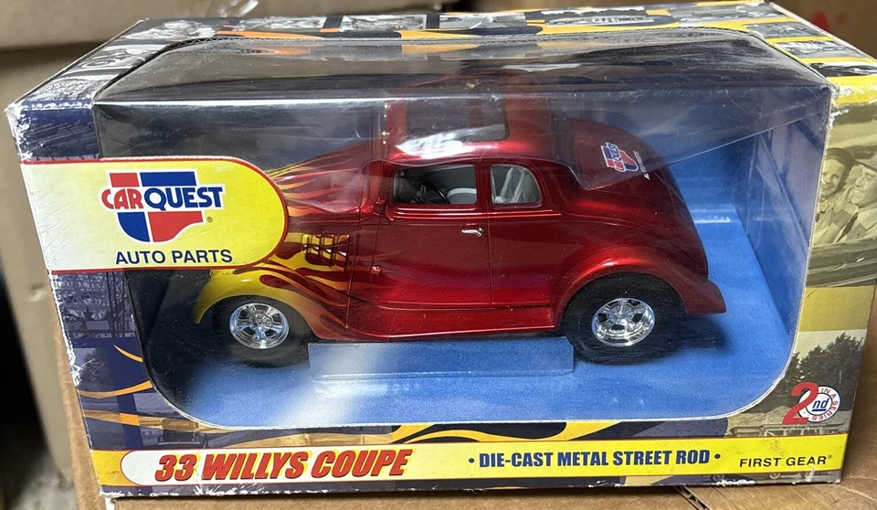 First Gear CarQuest Auto Parts 33 Willys Coupe Die Cast Metal Street Rod Red - Image 2 of 4