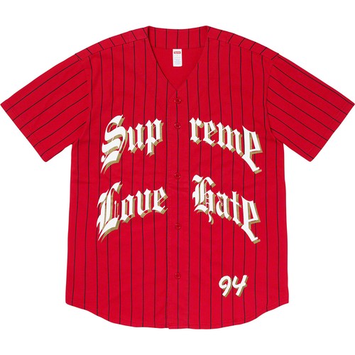 SUPREME LOVE HATE BASEBALL JERSEY DS 