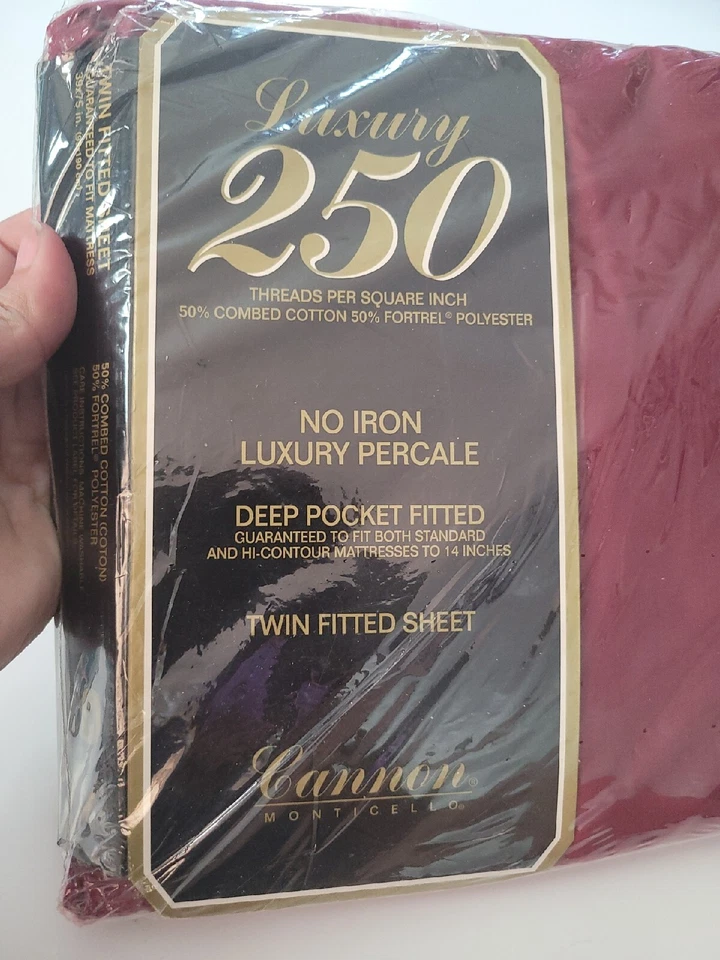 Sábana Ajustable Doble Cannon Luxury 250 Hilos Borgoña Sin Hierro Percal  Foto 2 de 4