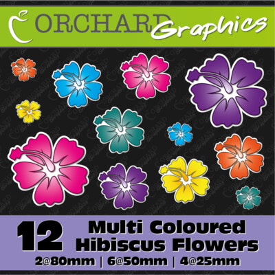 12 Hibiscus Flower Car Stickers Vinyl Decals Graphics Bedroom Wall Art Realistic