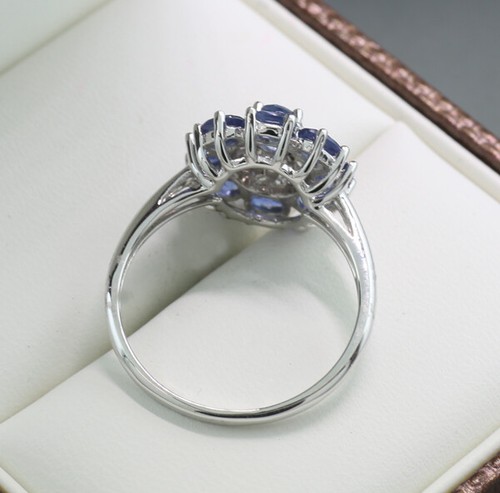 Valor Zafiro Anillo Brillante 2,15 Quilates 750er Oro Blanco de Nuevo - Imagen 5 de 5