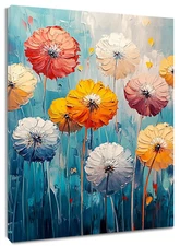 Watercolor Yellow Floral Botanical Abstract Wall Art for Bathroom Living Room