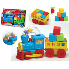 Toddlers Push Along Fun Time Alphabet Blocks Learning Ball Blowing Train Trailer