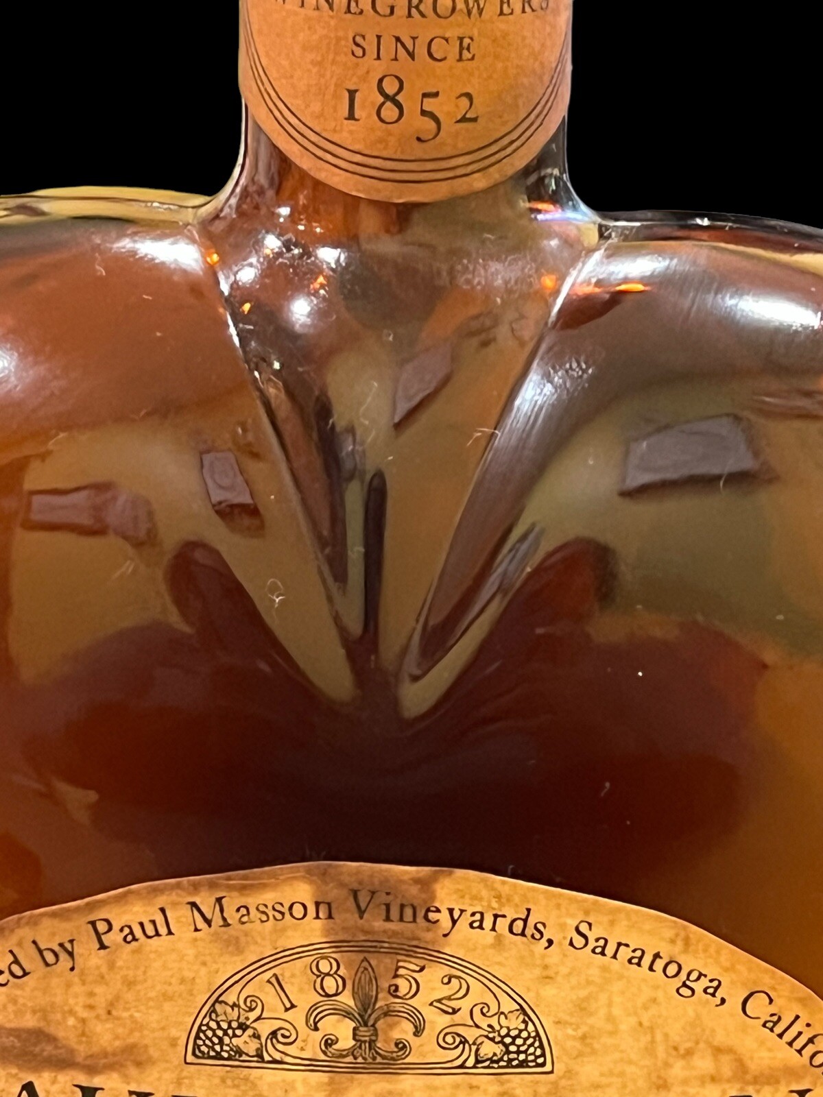 Paul Masson Rare Cream Sherry Liquor Bottle Heart Shape With Label And Top