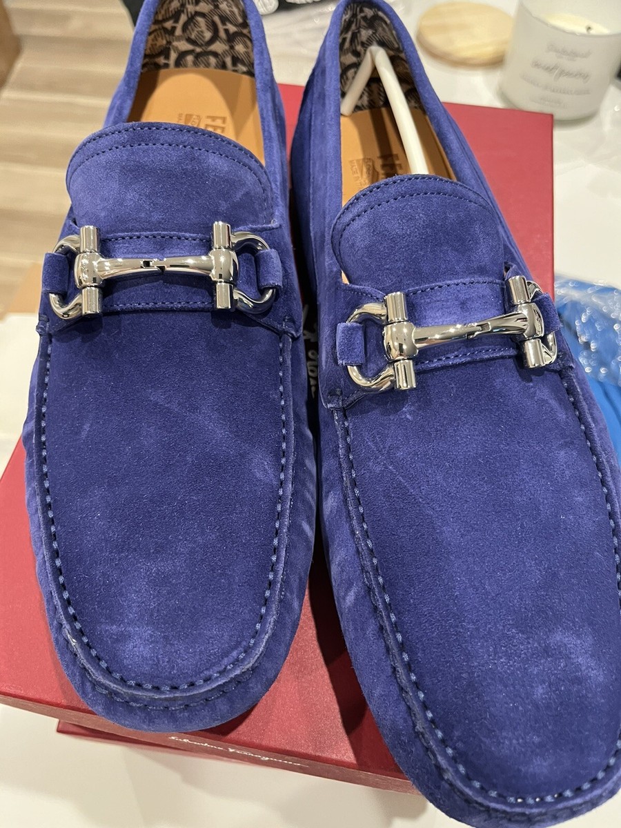 NEW SALVATORE FERRAGAMO men\'s parigi eco suede driving shoes in navy Parigi Eco Suede Driver – M. Dumas and Sons main image 2