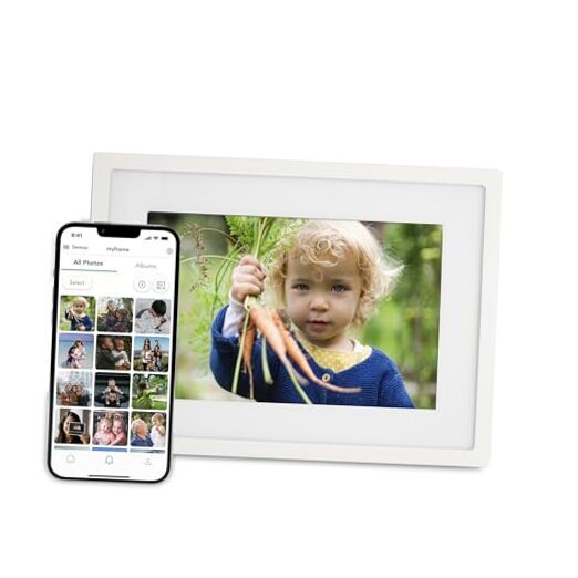 WiFi Digital Picture Frame with Phone Upload in White