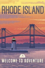 Rhode Island Welcome To Adventure Retro Travel Art Poster 12x18