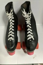 Vintage Roller Derby Black Roller Skates Size 9 Urethane 28 Orange Wheels