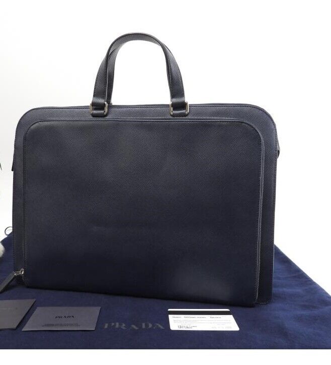 Prada Briefcase Saffiano Navy Blue Document Bag Document Prada Briefcase Saffiano Navy Blue Document Bag Document
