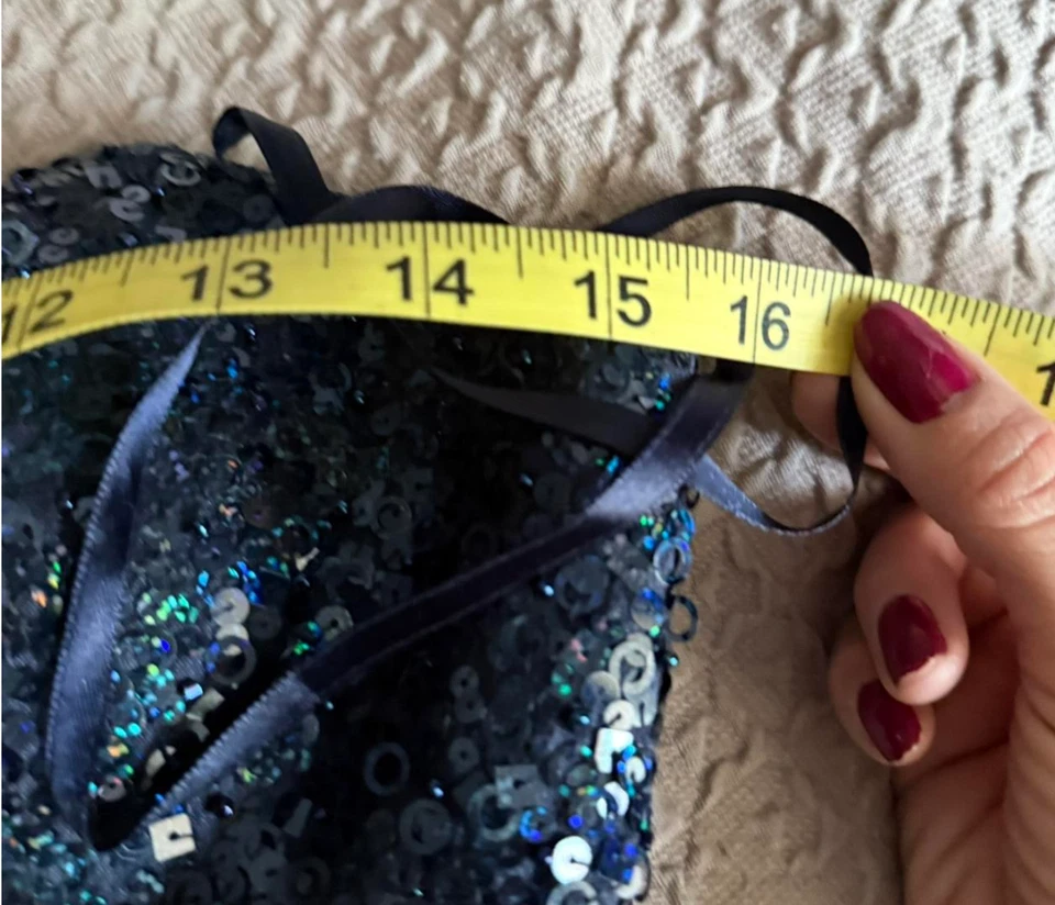 Sean Collection Sequin & Tulle Strapless Gown Sz 4 Navy - Image 4 of 4