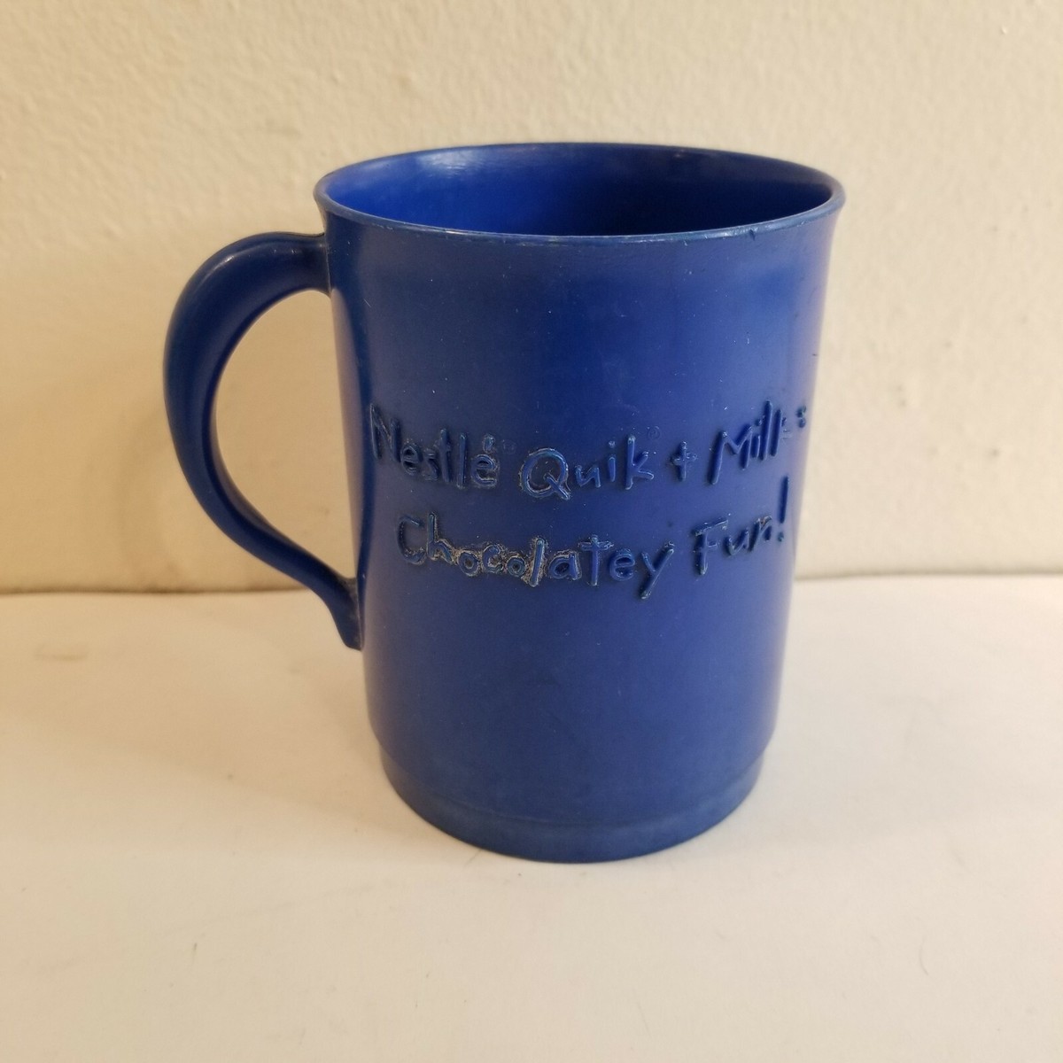 Vintage Nestle Quik Nesquik Blue Mug Cup Laughing 3D Bunny