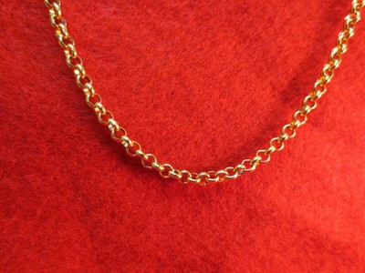 36 INCH GOLD STAINLESS STEEL 4MM ROLO LINK ROPE CHAIN NECKLACE GOLD ...