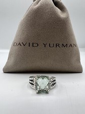 David Yurman Sterling Silver Petite Wheaton Prasiolite Diamond Ring Size 7