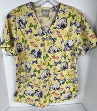 EEYORE Scrub Top Disney Oh Bow is Me Graphic Print Adult MED Nursing Pediatrics