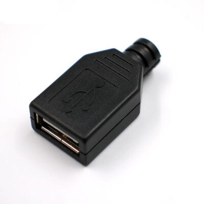 DIY Type A Female USB 2.0 4 Pin Plug Socket Connector Cover Solder Adapter Cable