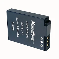 Refuelergy Battery for NIKON EN-EL12 Coolpix S1200PJ AW100 S8200 S6200 S6000
