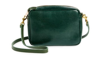 $375. Clare V. Women's MIDI Sac Crossbody Bag Forest Lizard Green Gold